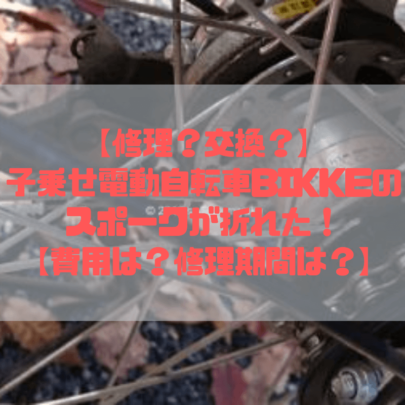 修理 交換 子乗せ電動自転車bikkeのスポークが折れた 費用は 修理期間は 京都で理系的こそだて