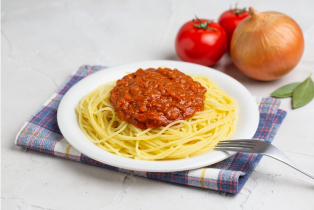 スパゲッティとランチョンマット